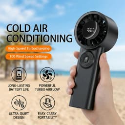 Handheld Mini Fan Portable USB Rechargeable Personal Fan 5 Speeds Fan With Digital Display Cooling Turbo Fan For Outdoor Office