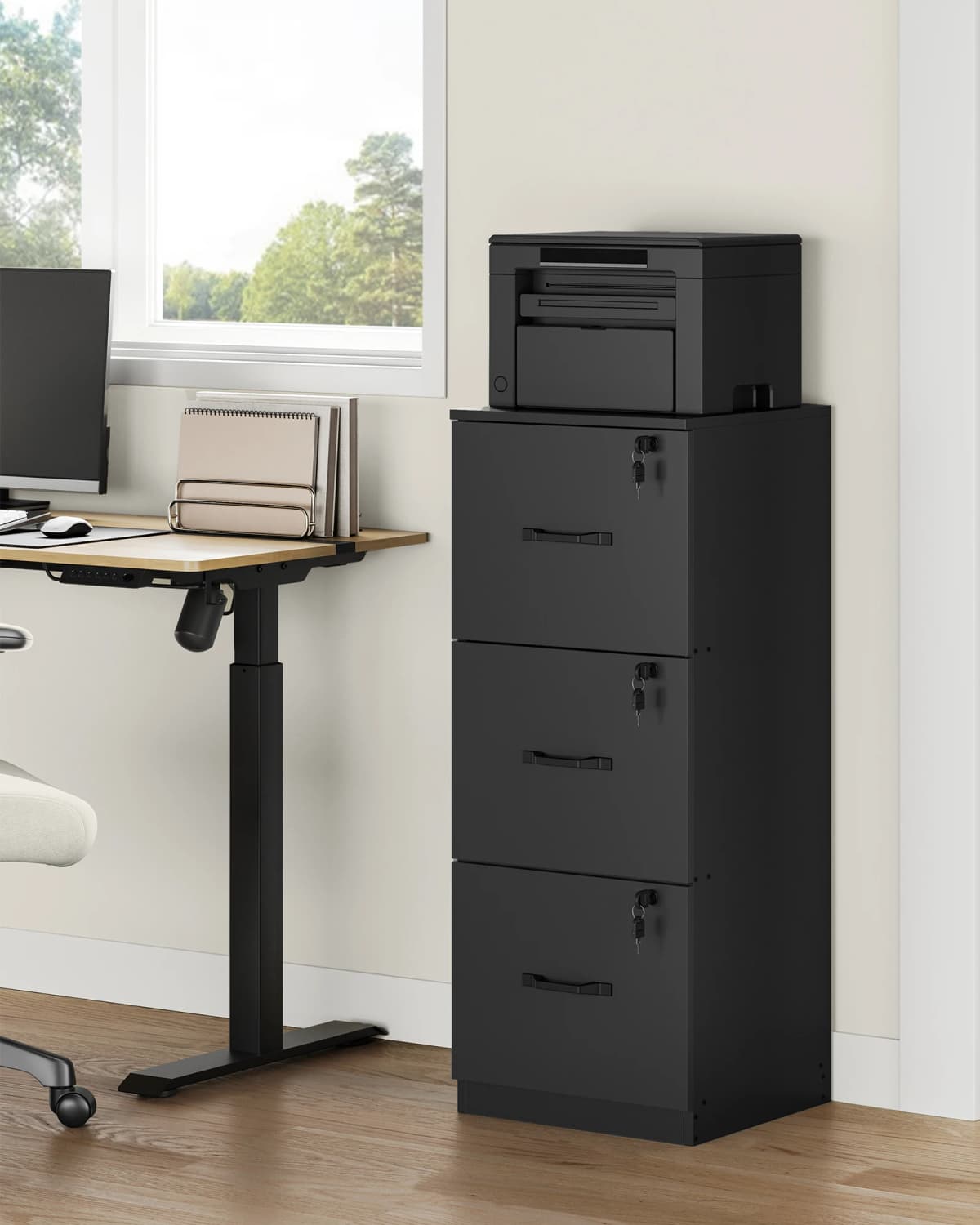 VASAGLE 3-Drawer Vertical File Cabinet, Filing Cabinet for Home Office, with 3 Lockable Drawers