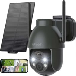 ieGeek 2K WiFi Solar Security Camera Outdoor Wireless, Battery Powered 3MP Surveillance Cam with 360° PTZ Color Night Vision