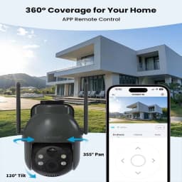 ieGeek 2K WiFi Solar Security Camera Outdoor Wireless, Battery Powered 3MP Surveillance Cam with 360° PTZ Color Night Vision
