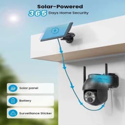 ieGeek 2K WiFi Solar Security Camera Outdoor Wireless, Battery Powered 3MP Surveillance Cam with 360° PTZ Color Night Vision