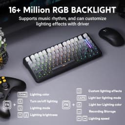 ATTACK SHARK M86 Wireless Mechanical Gaming Keyboard, 75% Gasket Hot Swappable RGB Custom Keyboard, Side Printed PBT Keycaps