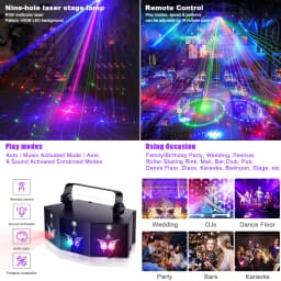 Datewink 9 Eyes RGB Stage Lights Effect 7CH DMX Control Stage Lighting Projector For DJ Disco Wedding Club Party Show Christmas