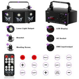 Datewink 9 Eyes RGB Stage Lights Effect 7CH DMX Control Stage Lighting Projector For DJ Disco Wedding Club Party Show Christmas