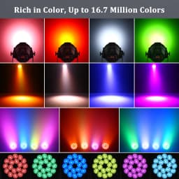LeLeght 18LED Par Spotlights 200W LED Stage Light 4 in 1 RGBW Stage Lighting with DMX For DJ Disco Family Celebrations Churches