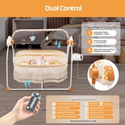Electric Baby Crib Cradle, 0-18 MonthsInfant Bed Auto Swing with Remote Control&Music,25KG/55LBS Capacity,Foldable Baby Bassinet