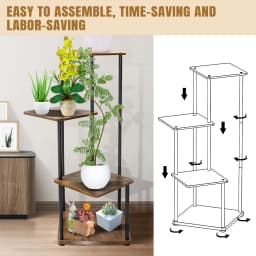 4/5/6 Tier Plant Stand Flower Display Rack, Heavy Duty and Stable, Metal Frame and Wooden Board, for Indoor Outdoor Garden