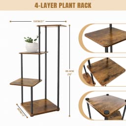 4/5/6 Tier Plant Stand Flower Display Rack, Heavy Duty and Stable, Metal Frame and Wooden Board, for Indoor Outdoor Garden