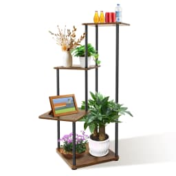 4/5/6 Tier Plant Stand Flower Display Rack, Heavy Duty and Stable, Metal Frame and Wooden Board, for Indoor Outdoor Garden