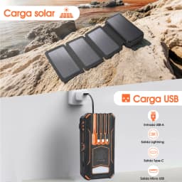 Solar Mobile Power Bank Portable Fast Charging 20000mAh With Wire Suitable for iPhone Xiaomi Huawei
