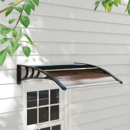 Outsunny Curved Window Door Canopy Aluminium Rigid Plastic Polycarbonate Fixed Outdoor Awning Modern Design UV Water Rain