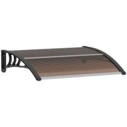 Outsunny Curved Window Door Canopy Aluminium Rigid Plastic Polycarbonate Fixed Outdoor Awning Modern Design UV Water Rain