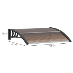 Outsunny Curved Window Door Canopy Aluminium Rigid Plastic Polycarbonate Fixed Outdoor Awning Modern Design UV Water Rain