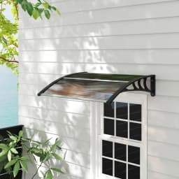 Outsunny Curved Window Door Canopy Aluminium Rigid Plastic Polycarbonate Fixed Outdoor Awning Modern Design UV Water Rain