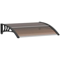 Outsunny Curved Window Door Canopy Aluminium Rigid Plastic Polycarbonate Fixed Outdoor Awning Modern Design UV Water Rain