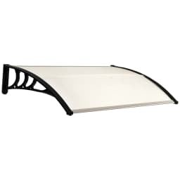 Outsunny Curved Window Door Canopy Aluminium Rigid Plastic Polycarbonate Fixed Outdoor Awning Modern Design UV Water Rain
