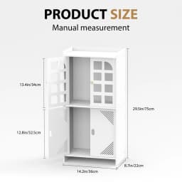 3 Tier Bathroom Floor Cabinet, White Storage Cabinet with Door, Free Standing Shelf Unit for Bathroom, Living Room, Bedroom