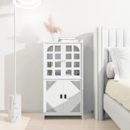 3 Tier Bathroom Floor Cabinet, White Storage Cabinet with Door, Free Standing Shelf Unit for Bathroom, Living Room, Bedroom