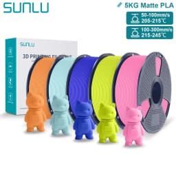 SUNLU Matte PLA 3D Filament 1.75mm Neatly Wound Easy to Use Colorful PLA Matte Surface for Most FDM Printer 3D Printing Material