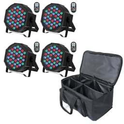 LeLeght 4 Pcs Par Light 36 RGB LED Stage Light With Par Light Bag DMX512 With Remote Control For DJ Show Halloween Christmas