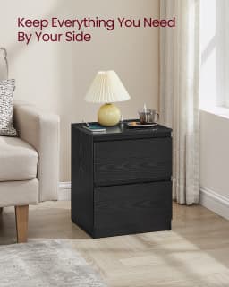 VASAGLE KAILYN Collection - Nightstand with Charging Station, Bedside Table with Drawers, Side End Table