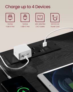 VASAGLE KAILYN Collection - Nightstand with Charging Station, Bedside Table with Drawers, Side End Table