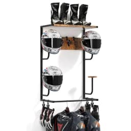 Motorcycle Helmet Holder, Wall-Mounted Rack With 4 Glove Chips & Hooks, Bike Helmets Storage Organizer For Helmets Gear Clothes