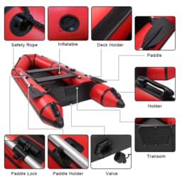 Camping Survivals 10ft PVC 330kg Water Adult Assault Boat Red Black