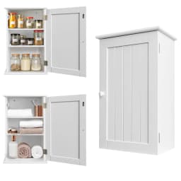 White Bathroom Cabinet Single Door Wall Mounted Bathroom Cabinet Wall Cabin et Medicine Cabinet Adjustable Shelves