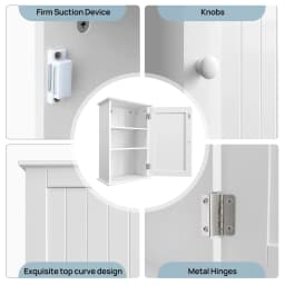 White Bathroom Cabinet Single Door Wall Mounted Bathroom Cabinet Wall Cabin et Medicine Cabinet Adjustable Shelves