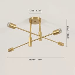 Sputnik Lamp, 4 Lights E27 Vintage Metal Ceiling, Modern 180° Adjustable Ceiling Lamp for Bedroom Living Loft [E27 No Bulb]