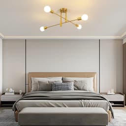 Sputnik Lamp, 4 Lights E27 Vintage Metal Ceiling, Modern 180° Adjustable Ceiling Lamp for Bedroom Living Loft [E27 No Bulb]