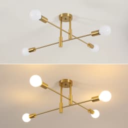 Sputnik Lamp, 4 Lights E27 Vintage Metal Ceiling, Modern 180° Adjustable Ceiling Lamp for Bedroom Living Loft [E27 No Bulb]