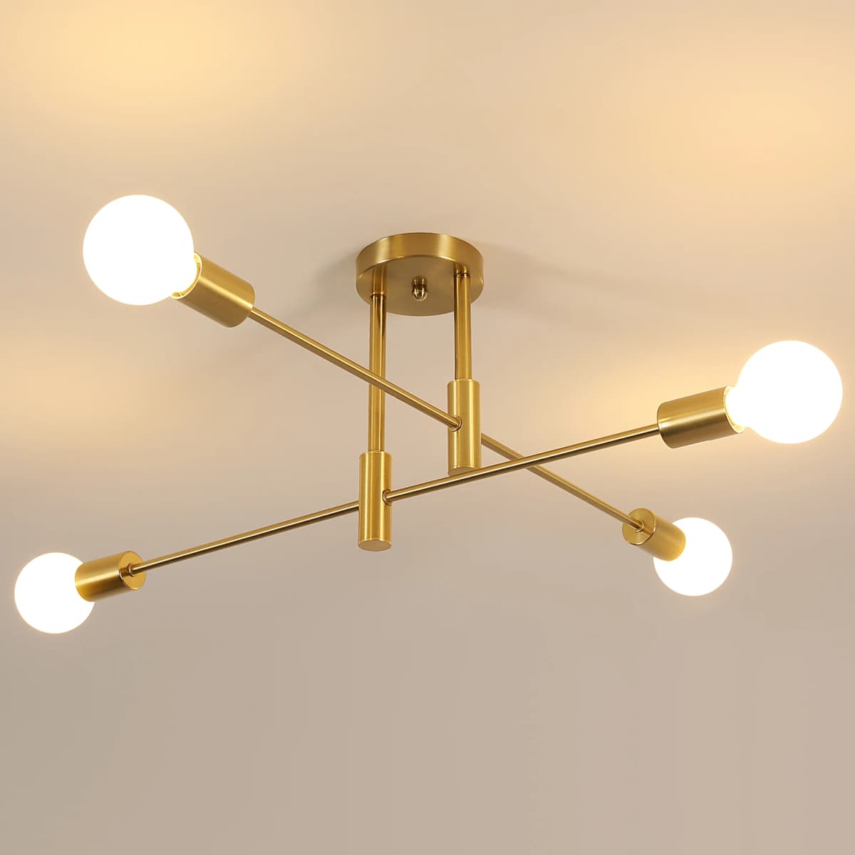 Sputnik Lamp, 4 Lights E27 Vintage Metal Ceiling, Modern 180° Adjustable Ceiling Lamp for Bedroom Living Loft [E27 No Bulb]