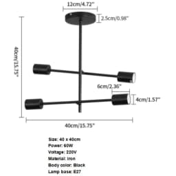 Sputnik Lamp, 4 Lights E27 Vintage Metal Ceiling, Modern 180° Adjustable Ceiling Lamp for Bedroom Living Loft [E27 No Bulb]