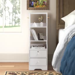 【Lifeideas】White Corner Bookshelf 3/4/5 Layers Wooden Ultra-thin Storage Rack with Lockable Drawer for Living Room Bedroom Hom