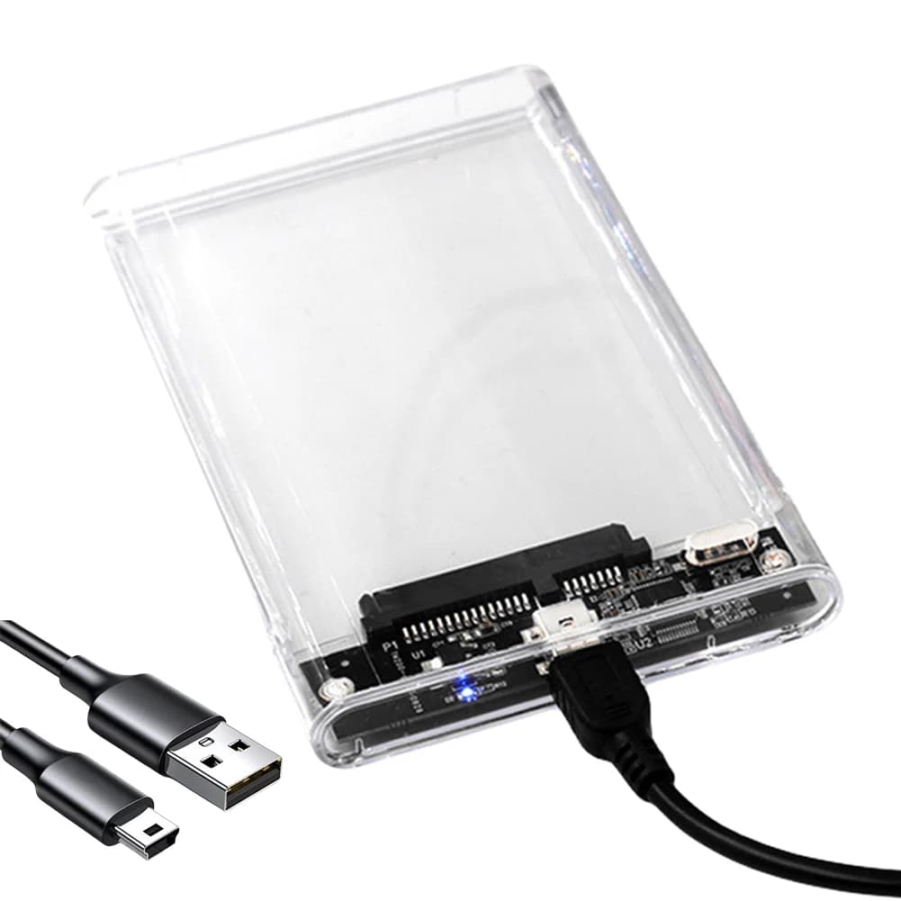 2.5 Inch HDD SSD Enclosure Transparent Portable Solid State Drive Box USB3.1 Type C External Hard Disk Drive Box for MacBook PC