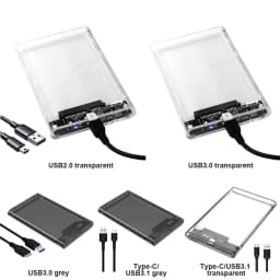 2.5 Inch HDD SSD Enclosure Transparent Portable Solid State Drive Box USB3.1 Type C External Hard Disk Drive Box for MacBook PC