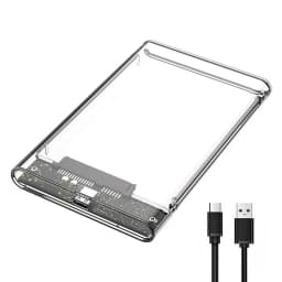 2.5 Inch HDD SSD Enclosure Transparent Portable Solid State Drive Box USB3.1 Type C External Hard Disk Drive Box for MacBook PC