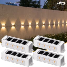 Solar Warm Light Wall Lights Up and down Lighting 8LED Wall Washing Waterproof for Outdoor Fence Walkway Porch Deck