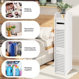 BRIEFNESS White Bathroom Cabinet Tall Slimline Shelf Bathroom Cabinet Bathroom Organiser Bedroom Cabinet Living Room Organiser