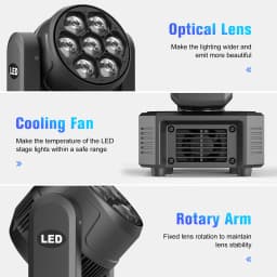 LeLeght 7X50W Moving Head LED DMX512 RGBW Light Effects 5 Control Mode With Strobe Lighting Effect for Party Disco Ballroom