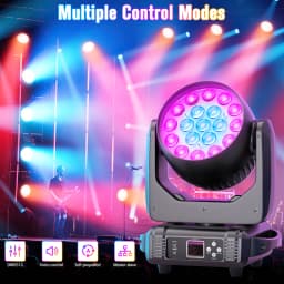 Datewink 2Pcs 19X15W LED Moving Head Lights 4IN1 RGBW Beam Wash Zoom Stage Lighting Effect DMX512 For DJ Disco Wedding Party Bar