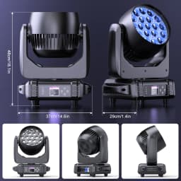 Datewink 2Pcs 19X15W LED Moving Head Lights 4IN1 RGBW Beam Wash Zoom Stage Lighting Effect DMX512 For DJ Disco Wedding Party Bar