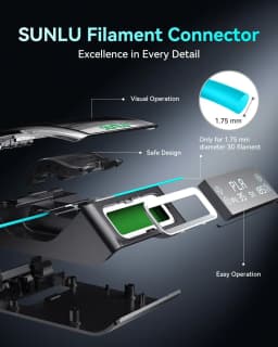 SUNLU Filament Connector FC01 for 1.75mm PLA/ABS/PETG/PA/PC Filament Fast Welding Splicer Simple to Use with 200pcs PTFE Sleeve