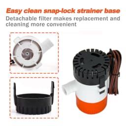 750 GPH 12V Bilge Pump Submersible Marine Water Pump for Boat RV Camper
