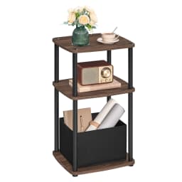 SONGMICS HOME Side Table, Bedside Table, End Table with 3 Storage Shelves, Fabric Basket