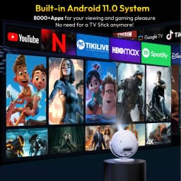 ​XGODY 400 ANSI 4K Portable Android Projector Native 720P/1080P WiFi6 Bluetooth 50% Zoom Electric Focus for Home Theater