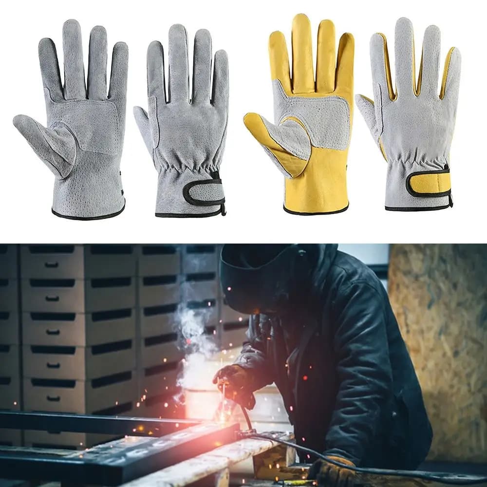 Leather Welding Gloves Flame Retardant Heat-Resistant Work Gloves Supplies Anti-cutting Glove Workplace Fireplace Oven Welder