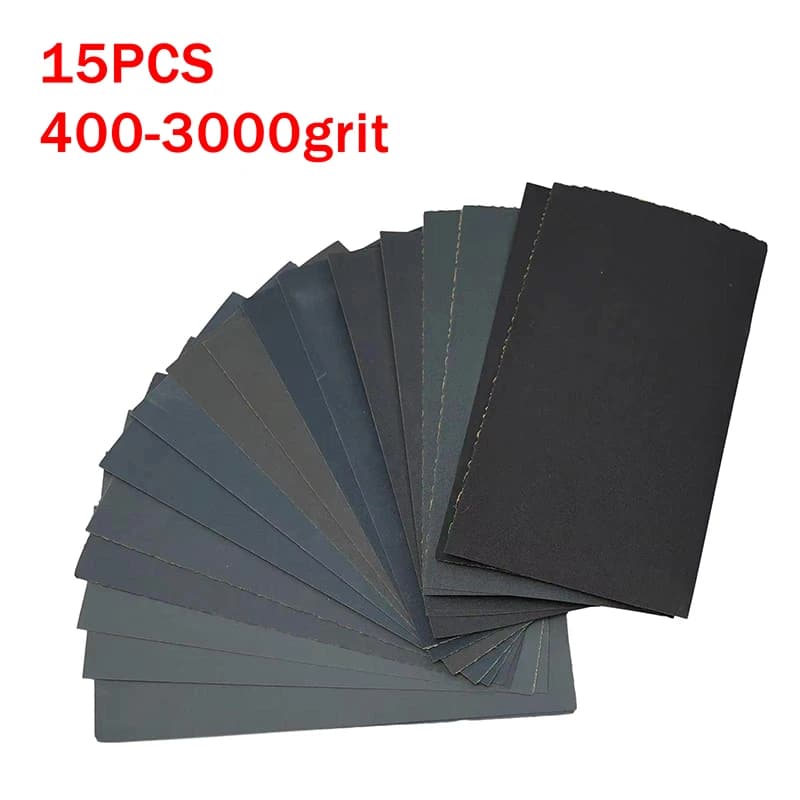 15/18Pcs Sandpaper Kit Water/Dry Sanding Paper Abrasive Polishing Tools 400/600/800/1000/1200/15002000/2500/3000 Grit Sandpaper